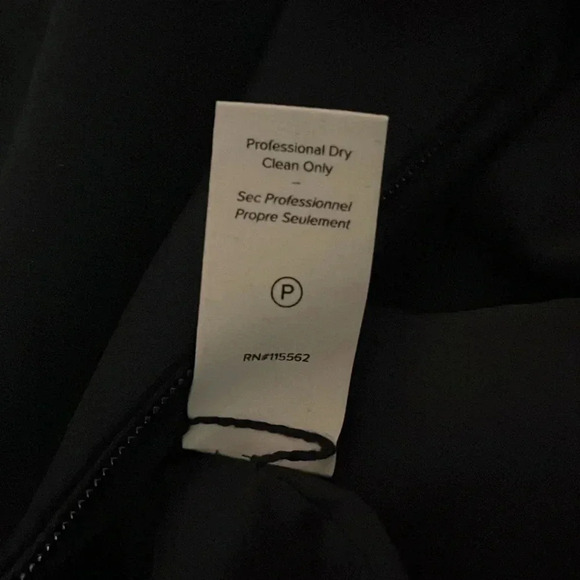 Cinq a sept black dress asymmetrical hem fringe feature sleeveless lined classic - Picture 13 of 13